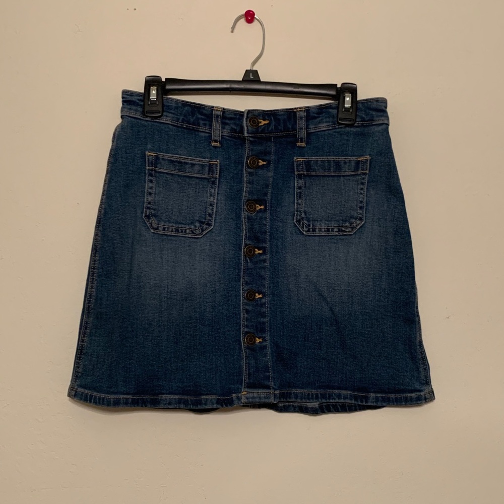 Button up denim mini skirt